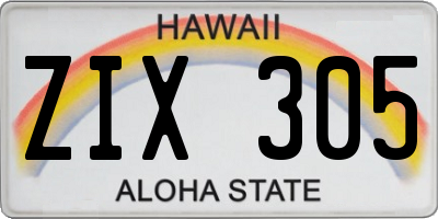 HI license plate ZIX305