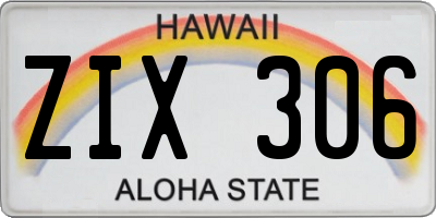 HI license plate ZIX306