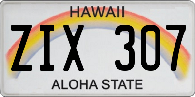 HI license plate ZIX307