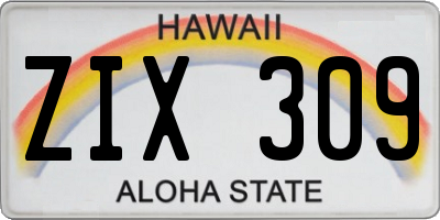 HI license plate ZIX309