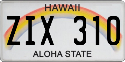 HI license plate ZIX310