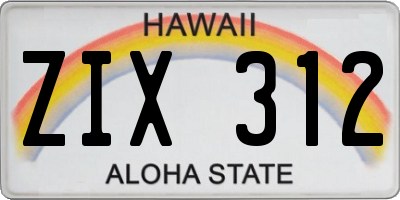 HI license plate ZIX312
