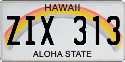 HI license plate ZIX313