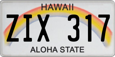 HI license plate ZIX317