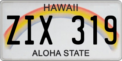 HI license plate ZIX319
