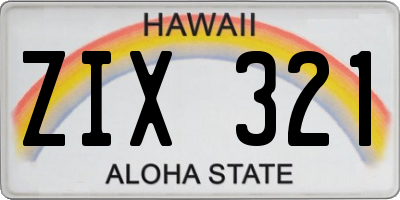 HI license plate ZIX321