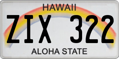 HI license plate ZIX322
