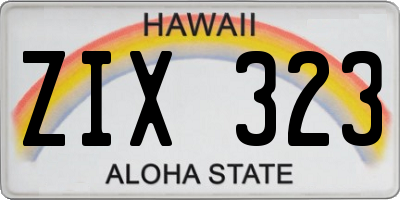 HI license plate ZIX323