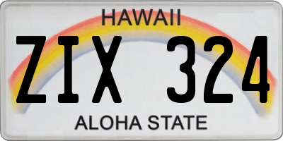 HI license plate ZIX324