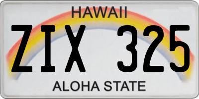 HI license plate ZIX325