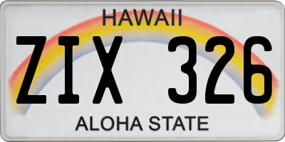 HI license plate ZIX326