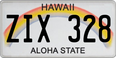 HI license plate ZIX328