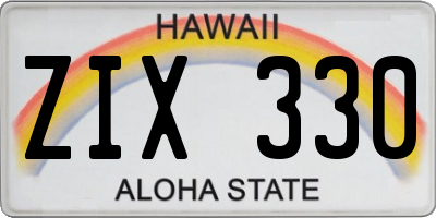 HI license plate ZIX330