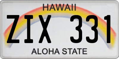 HI license plate ZIX331