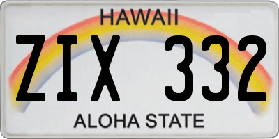 HI license plate ZIX332