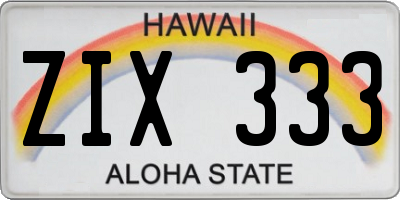 HI license plate ZIX333