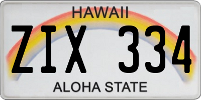 HI license plate ZIX334
