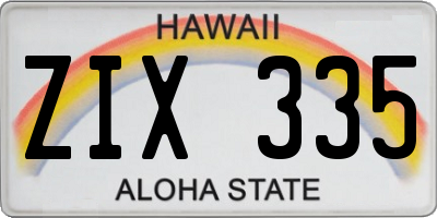 HI license plate ZIX335