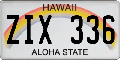 HI license plate ZIX336
