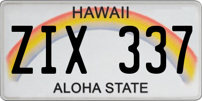 HI license plate ZIX337