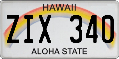 HI license plate ZIX340