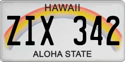 HI license plate ZIX342
