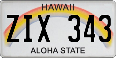 HI license plate ZIX343