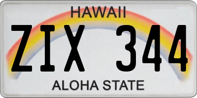 HI license plate ZIX344