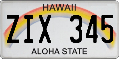 HI license plate ZIX345