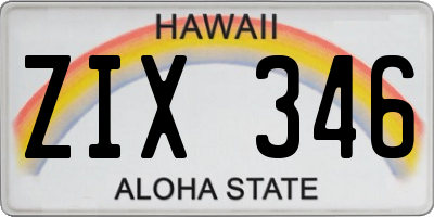HI license plate ZIX346