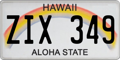 HI license plate ZIX349