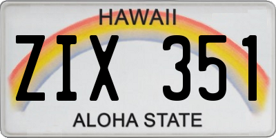 HI license plate ZIX351