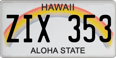 HI license plate ZIX353