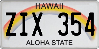 HI license plate ZIX354