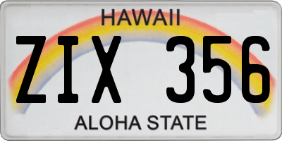HI license plate ZIX356