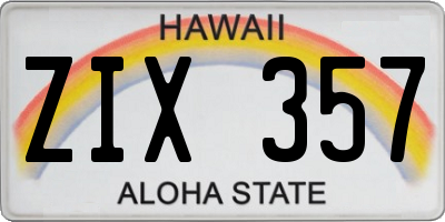 HI license plate ZIX357