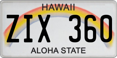 HI license plate ZIX360