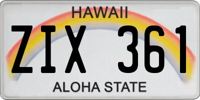 HI license plate ZIX361