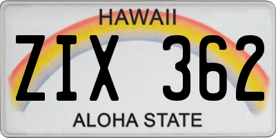 HI license plate ZIX362
