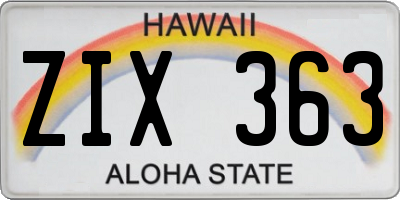 HI license plate ZIX363