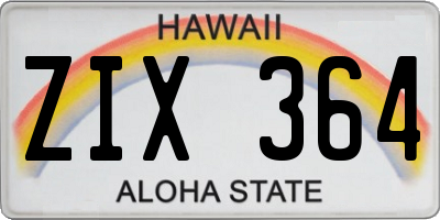 HI license plate ZIX364
