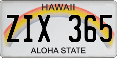 HI license plate ZIX365