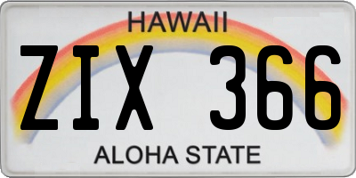 HI license plate ZIX366