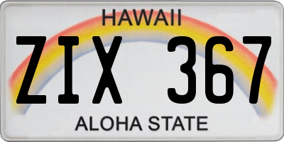 HI license plate ZIX367