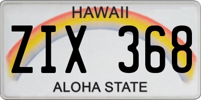 HI license plate ZIX368