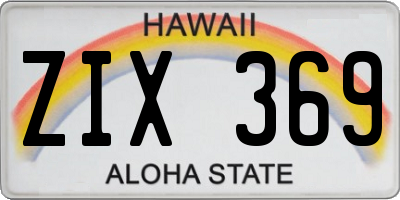 HI license plate ZIX369