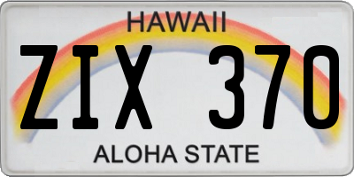 HI license plate ZIX370