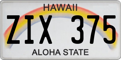 HI license plate ZIX375