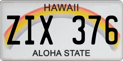 HI license plate ZIX376