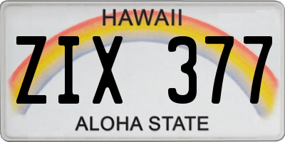 HI license plate ZIX377